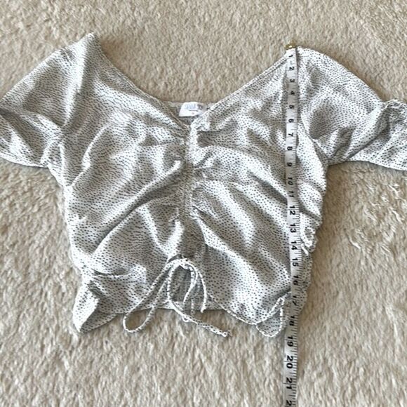 Sienna Sky ruched blouse white polka dots size medium - Picture 11 of 16